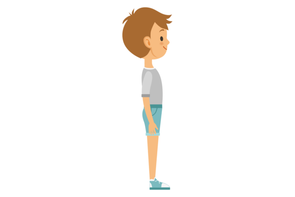Boy Side View: A Charming Cartoon for Embroidery