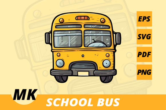 Cartoon School Bus: A Charming Embroidery Design