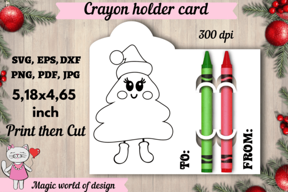 Christmas Tree Crayon Holder Card: A Festive Embroidery Delight