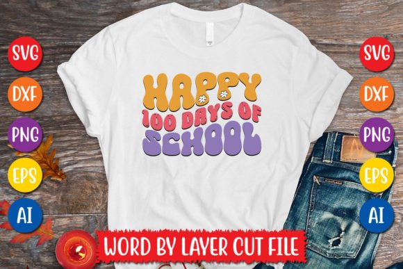 Happy 100 Days of School Retro Embroidery