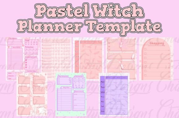 Pastel Witch Planner Template for Embroidery